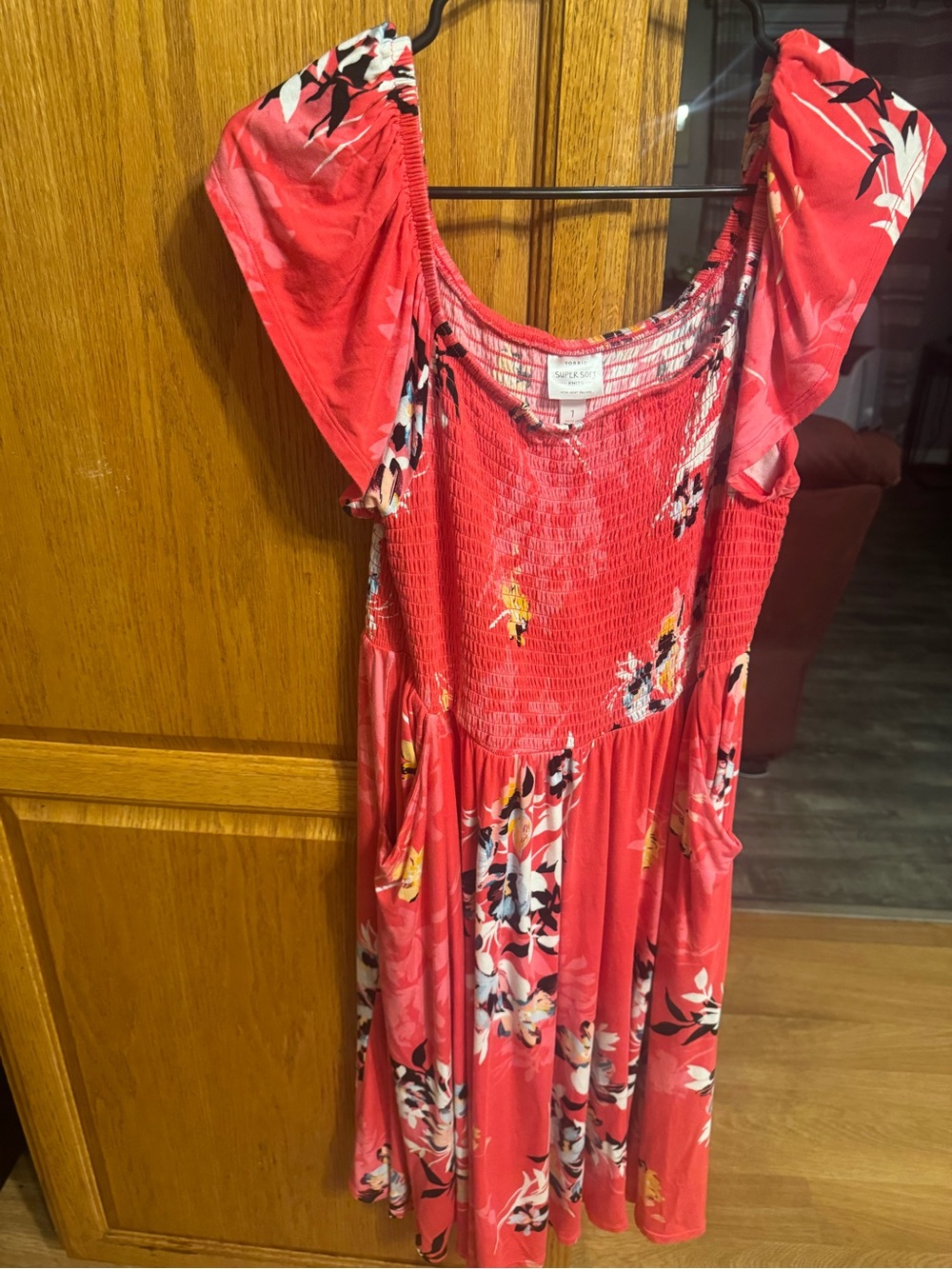 torrid Coral Floral Smocked Top